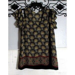 Daniel Rainn Top Women's Size S Short Sleeve Multicolored V Neck